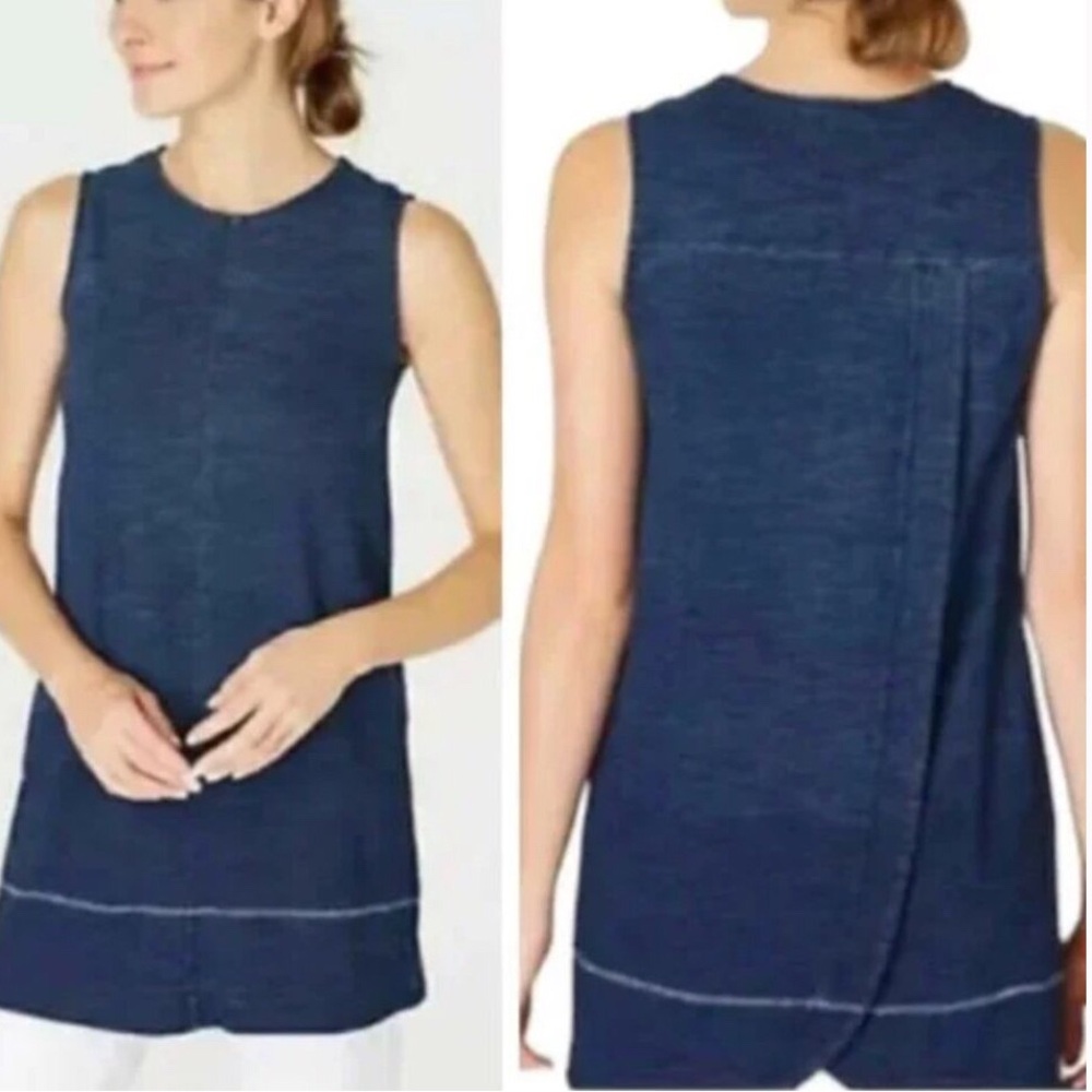 J. Jill Pure Jill ~ Indigo Low Tide Sleeveless Tunic Top ~ Small ~ NWOT